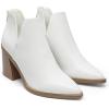 DREAM PAIRS Women’s Ankle Boots Chunky Heel Pointed Toe Short Booties Shoes(White-pu)