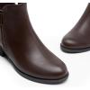 DREAM PAIRS Women’s Ankle Boots Classic Low Chunky Heel Side Zipper Booties Shoes(Brown-pu)