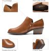DREAM PAIRS Women’s Ankle Boots Fall Boots Leather Thick Heel Side Zip Women Low Chunky Heeled Booties(Brown-pu)