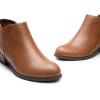 DREAM PAIRS Women’s Ankle Boots Low Chunky Heel Comfortable Short Fall Booties Shoes(Brown-pu)