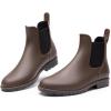 DREAM PAIRS Women’s Ankle Rain Boots Chelsea Short Boots Waterproof Elastic Slip On Lightweight Comfortable Garden Outdoor Shoes(Dark Brown)