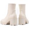 DREAM PAIRS Women’s Chelsea Platform Boots Elastic Chunky Heel Lug Sole Ankle Booties Shoes(Beige White/Pu)