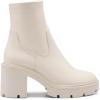 DREAM PAIRS Women’s Chelsea Platform Boots Elastic Chunky Heel Lug Sole Ankle Booties Shoes(Beige White/Pu)