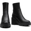 DREAM PAIRS Women’s Chelsea Platform Boots Elastic Chunky Heel Lug Sole Ankle Booties Shoes(Black/Pu)
