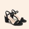 DREAM PAIRS Women’s Chunky Heels Block Round Open Toe Ankle Strap Heel Fashion Wedding Party Comfort Dress Sandals Shoes(Black-nubuck)