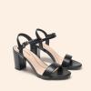 DREAM PAIRS Women’s Chunky Heels Block Round Open Toe Ankle Strap Heel Fashion Wedding Party Comfort Dress Sandals Shoes(Black-pu)