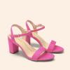 DREAM PAIRS Women’s Chunky Heels Block Round Open Toe Ankle Strap Heel Fashion Wedding Party Comfort Dress Sandals Shoes(Hot Pink)
