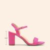 DREAM PAIRS Women’s Chunky Heels Block Round Open Toe Ankle Strap Heel Fashion Wedding Party Comfort Dress Sandals Shoes(Hot Pink)