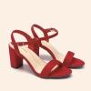DREAM PAIRS Women’s Chunky Heels Block Round Open Toe Ankle Strap Heel Fashion Wedding Party Comfort Dress Sandals Shoes(Red)