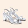 DREAM PAIRS Women’s Chunky Heels Block Round Open Toe Ankle Strap Heel Fashion Wedding Party Comfort Dress Sandals Shoes(Silver-pu)