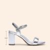 DREAM PAIRS Women’s Chunky Heels Block Round Open Toe Ankle Strap Heel Fashion Wedding Party Comfort Dress Sandals Shoes(Silver-pu)