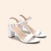 DREAM PAIRS Women’s Chunky Heels Block Round Open Toe Ankle Strap Heel Fashion Wedding Party Comfort Dress Sandals Shoes(White)
