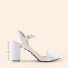 DREAM PAIRS Women’s Chunky Heels Block Round Open Toe Ankle Strap Heel Fashion Wedding Party Comfort Dress Sandals Shoes(White)
