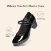 DREAM PAIRS Women’s Chunky Low Block Heels Mary Jane Closed Toe Work Pumps Comfortable Round Toe Dress Wedding Shoes EDENIA(Black-pat)