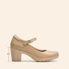 DREAM PAIRS Women’s Chunky Low Block Heels Mary Jane Closed Toe Work Pumps Comfortable Round Toe Dress Wedding Shoes EDENIA(Nude)
