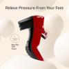 DREAM PAIRS Women’s Chunky Low Block Heels Mary Jane Closed Toe Work Pumps Comfortable Round Toe Dress Wedding Shoes EDENIA(Red-pat)