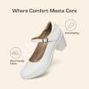 DREAM PAIRS Women’s Chunky Low Block Heels Mary Jane Closed Toe Work Pumps Comfortable Round Toe Dress Wedding Shoes EDENIA(White)