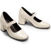 DREAM PAIRS Women’s Closed-Toe Pumps(Bright Beige White)