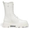 DREAM PAIRS Women’s Combat Boots Lace up Mid Calf Boots Low Heel Chunky Platform Lug Sole Riding Boots(White)