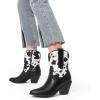 DREAM PAIRS Women’s Cowboy Ankle Boots Western Booties Low Heel Pointed Toe Cowgirl Boots(Black/Cow)