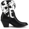 DREAM PAIRS Women’s Cowboy Ankle Boots Western Booties Low Heel Pointed Toe Cowgirl Boots(Black/Cow)