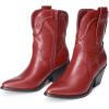 DREAM PAIRS Women’s Cowboy Ankle Boots Western Booties Low Heel Pointed Toe Cowgirl Boots(Red)