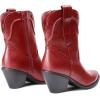 DREAM PAIRS Women’s Cowboy Ankle Boots Western Booties Low Heel Pointed Toe Cowgirl Boots(Red)