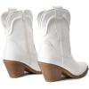 DREAM PAIRS Women’s Cowboy Ankle Boots Western Booties Low Heel Pointed Toe Cowgirl Boots(White)