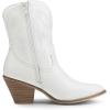 DREAM PAIRS Women’s Cowboy Ankle Boots Western Booties Low Heel Pointed Toe Cowgirl Boots(White-embroidery)