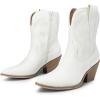 DREAM PAIRS Women’s Cowboy Ankle Boots Western Booties Low Heel Pointed Toe Cowgirl Boots(White-embroidery)