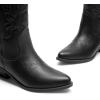 DREAM PAIRS Women’s Cowboy Boots Mid Calf Cowgirl Boots Embroidery Stitched Western Boots(All Black)