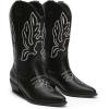 DREAM PAIRS Women’s Cowboy Boots Mid Calf Cowgirl Boots Embroidery Stitched Western Boots(Black-pu)