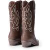 DREAM PAIRS Women’s Cowboy Boots Mid Calf Cowgirl Boots Embroidery Stitched Western Boots(Brown-pu)