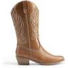 DREAM PAIRS Women’s Cowboy Boots Mid Calf Cowgirl Boots Embroidery Stitched Western Boots(Tan)