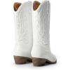 DREAM PAIRS Women’s Cowboy Boots Mid Calf Cowgirl Boots Embroidery Stitched Western Boots(White-pu)
