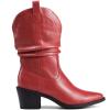 DREAM PAIRS Women’s Cowgirl Boots, Mid Calf Western Cowboy Chunky Heel Boots, Slouchy & Pull-on Ankle Booties for women(Red)