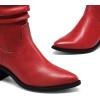 DREAM PAIRS Women’s Cowgirl Boots, Mid Calf Western Cowboy Chunky Heel Boots, Slouchy & Pull-on Ankle Booties for women(Red)