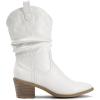 DREAM PAIRS Women’s Cowgirl Boots, Mid Calf Western Cowboy Chunky Heel Boots, Slouchy & Pull-on Ankle Booties for women(White)