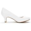 DREAM PAIRS Women’s Dress Comfortable Low Heel Pump Shoes(White/Pu)