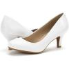 DREAM PAIRS Women’s Dress Comfortable Low Heel Pump Shoes(White/Pu)