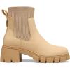 DREAM PAIRS Women’s Elastic Chelsea Ankle Boots Fashion Low Chunky Heel Platform Lug Sole Short Booties Shoes(Nude)
