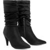 DREAM PAIRS Women’s High Heel Mid Calf Boots Slouchy Pointed Toe Fall Boots(Black/K)