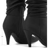 DREAM PAIRS Women’s High Heel Mid Calf Boots Slouchy Pointed Toe Fall Boots(Black/K)
