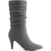 DREAM PAIRS Women’s High Heel Mid Calf Boots Slouchy Pointed Toe Fall Boots(Light Grey/K)