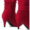DREAM PAIRS Women’s High Heel Mid Calf Boots Slouchy Pointed Toe Fall Boots(Red/K)
