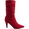 DREAM PAIRS Women’s High Heel Mid Calf Boots Slouchy Pointed Toe Fall Boots(Red/K)