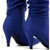 DREAM PAIRS Women’s High Heel Mid Calf Boots Slouchy Pointed Toe Fall Boots(Royal Blue/K)