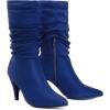 DREAM PAIRS Women’s High Heel Mid Calf Boots Slouchy Pointed Toe Fall Boots(Royal Blue/K)