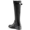 DREAM PAIRS Women’s Knee High Boots Comfortable Elastic Knit Fabric Chunky Block Heel Round Toe Side Zipper Riding Biker Motorcycle Buckle Boots,Size 8.5,BLACK-FABRIC,UTAH-1