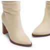 DREAM PAIRS Women’s Knee High Boots Pointed Toe Chunky Block Heel Suede Boots Comfortable for Women with Side Zipper Fashion Slouchy Fall Boots(Beige)